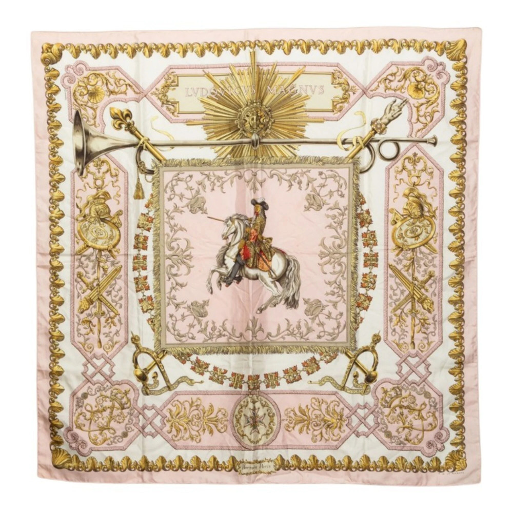 Hermes Carre 90 LVDOVICVS MAGNVS Louis XIV on a White Horse Scarf Muffler Pin...